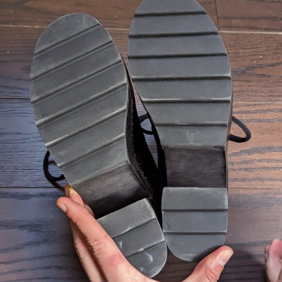 Rag & Bone Black Suede Inez Shearling Desert Clog Boots - Picture 5 of 8